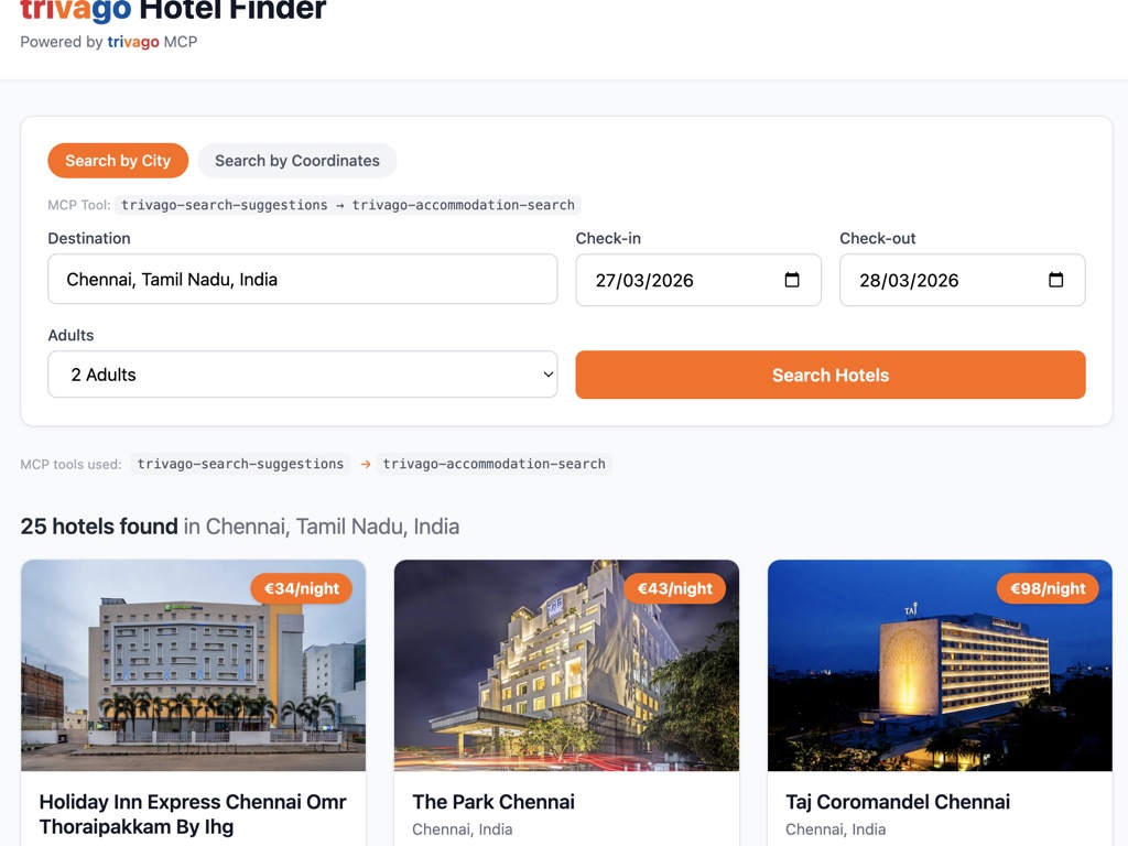 trivago MCP Hotel Finder